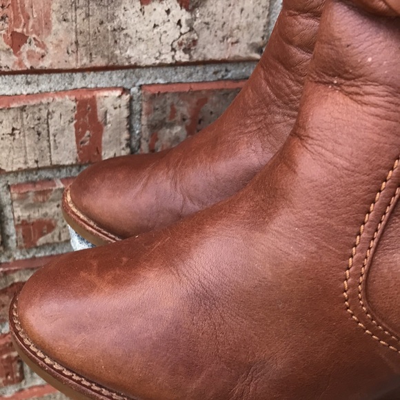 🚨B2G1 JOHNSTON & MURPHY Brown Leather Braid Strap  Wedge Booties - Picture 3 of 11